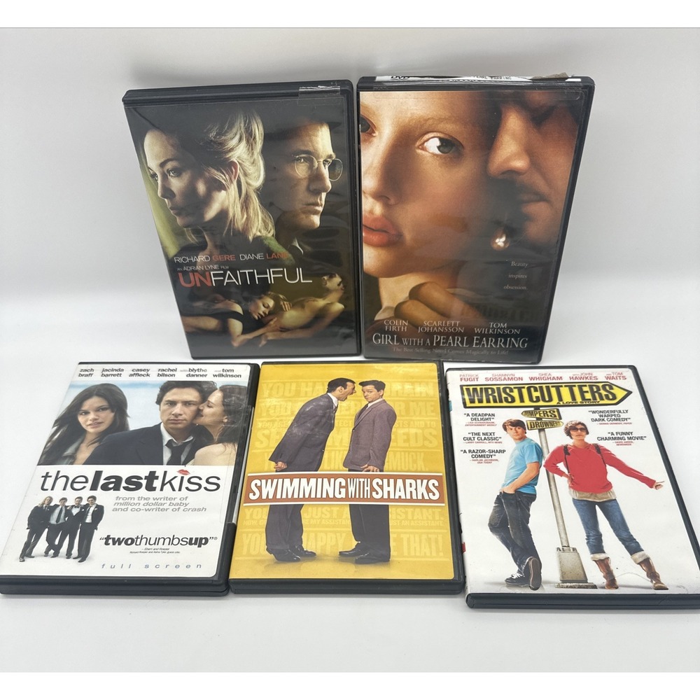 DVD Movie Lot Unfaithful Girl With Pearl Earring Wristcutters Last Kiss Sharks